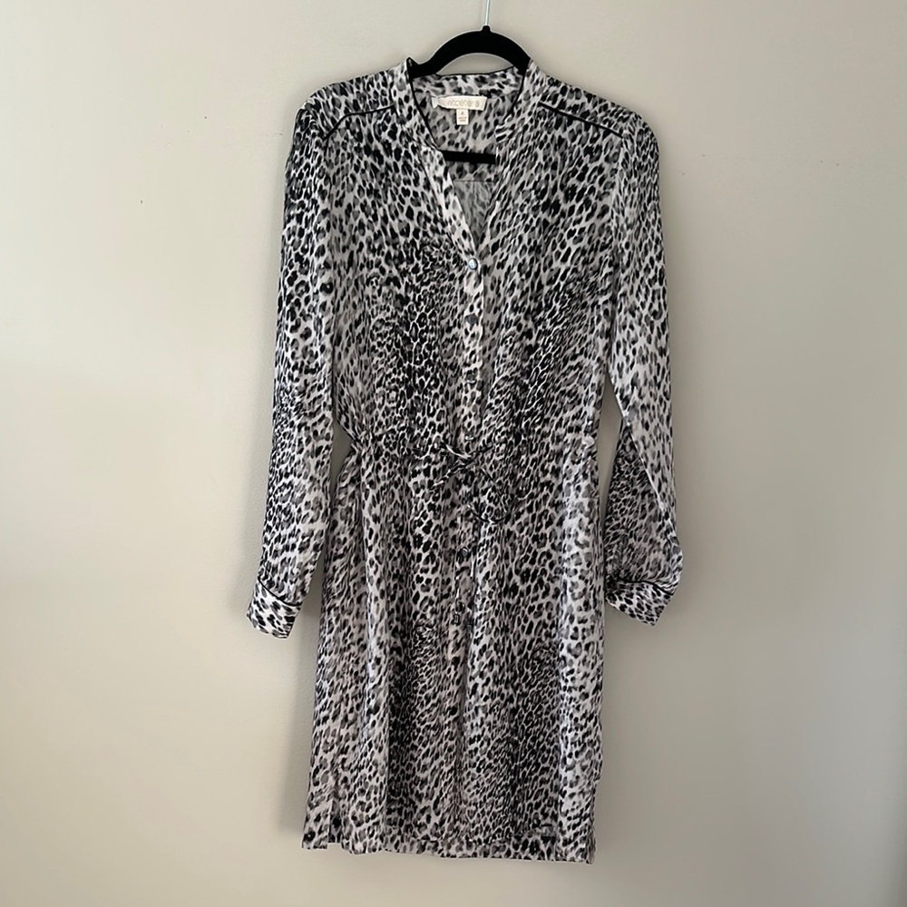 Etcetera Womens Animal Print Button Front Dress Sz 4 Contemporary Office Chic